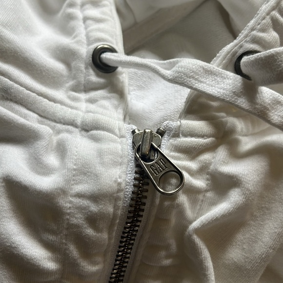 GAP Vintage Soft White Hoodie Rushing Full Zip Long Women’s Large Long Layer Top - Picture 10 of 12